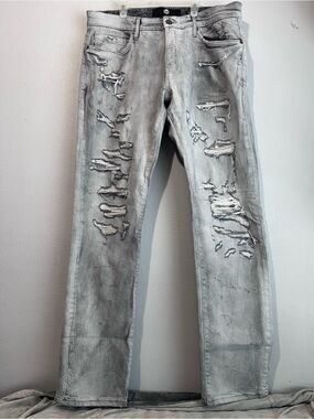 Jordan Craig Distressed Light Gray Ripped Jeans
